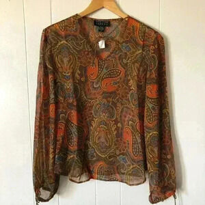 Spenser Jeremy Paisley Silk Top Blouse Size 14